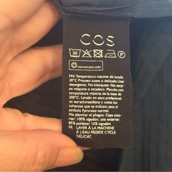 COS Women Dark Teal Pleated Back Button Oversized Shirt Size 2 - Picture 7 of 8